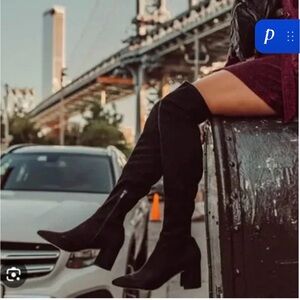 Marc Fisher Black Faux Suede Over-the-Knee Boots